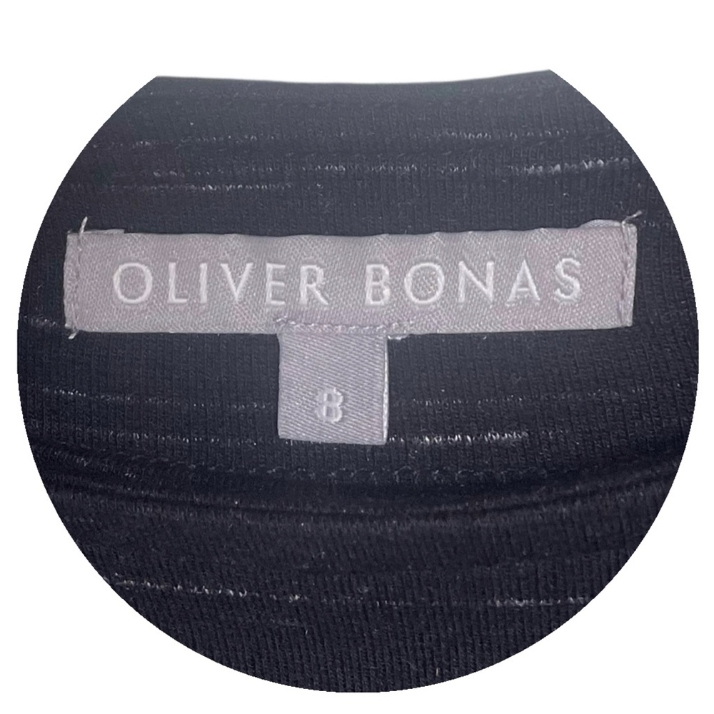 Oliver Bonas Career Dress Black Wht Office Casual Modest Soft Comfy British SZ 8 - Picture 10 of 16